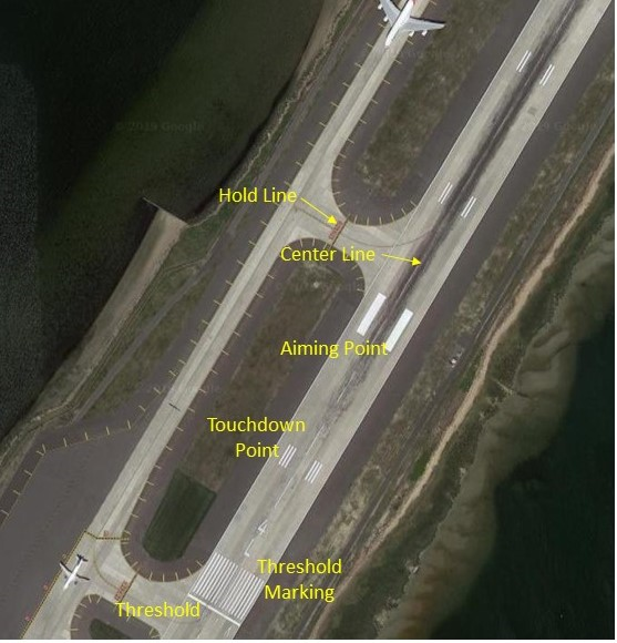 runway markings at a major airport