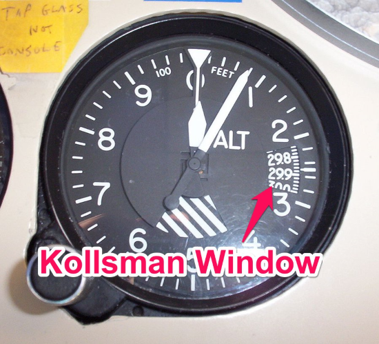 an example of a kollsman window in an altimeter