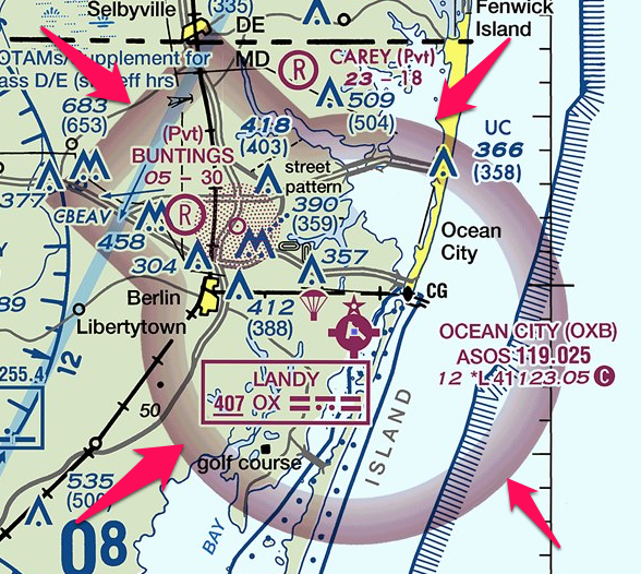 an example of class e airspace on a vfr sectional - this starts at 700 ft