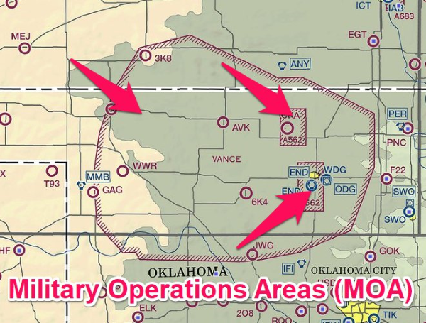 military operations areas surround vance air force base in Oklahoma