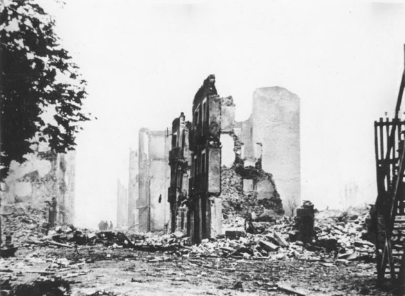 the rubbled remains after the bombing of guernica by JU 52s